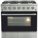 Forno Galiano Alta Qualita 36-inch Freestanding Gas Range with Convection Technology FFSGS6244-36BLK