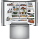 GE Profile 36-inch, 27.8 cu.ft. Freestanding French 3-Door Refrigerator with Keurig® K-Cup® Brewing System PFE28PSKSSPFE28PSKSS