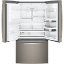 GE Profile 36-inch, 22.2 cu.ft. Counter-Depth French 3-Door Refrigerator with Water and Ice Dispensing System PYE22KMKES
