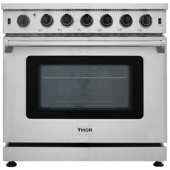 (LRG3601U) Thor Kitchen 36-inch Freestanding Gas Range with Convection Technology LRG3601U