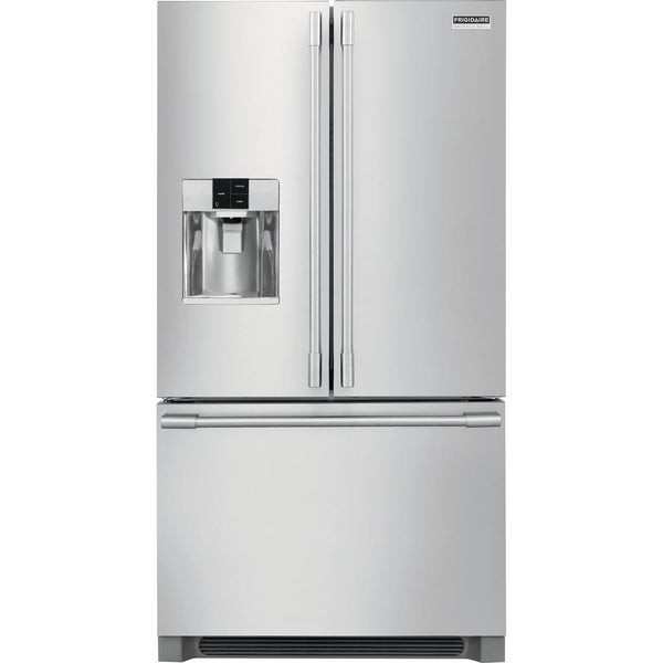 (FPBS2778UF) Frigidaire Professional 36-inch, 27.8 cu.ft. Freestanding French 3-Door Refrigerator with External Water and Ice Dispensing System FPBS2778UF