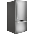GE 33-inch, 24.8 cu.ft. Freestanding Bottom Freezer Refrigerator with Interior Ice Maker GDE25EYKFS