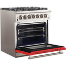 Forno Capriasca Alta Qualita 30-inch Freestanding Gas Range with Convection Technology FFSGS6260-30 (Red) (FFSGS626030RED)