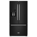 KitchenAid 36-inch, 26.8 cu. ft. Freestanding French 3-Door Refrigerator with External Ice and Water Dispensing System KRFF507HBL