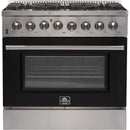 Forno Galiano Alta Qualita 36-inch Freestanding Dual Fuel Range with Convection Technology FFSGS6156-36BLKFFSGS615636BLK