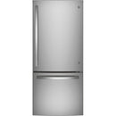 GE 30-inch, 21 cu.ft. Freestanding Bottom Freezer Refrigerator with Interior Ice Maker (Fingerprint-Resistant Stainless) (GDE21EYKFS)