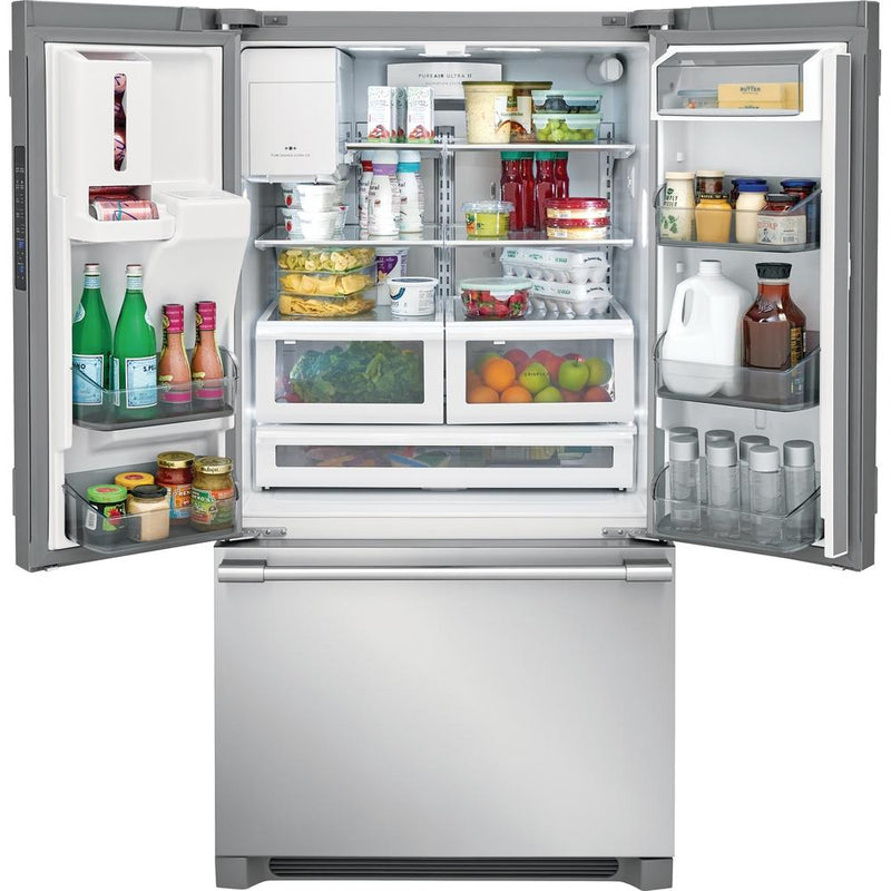 (FPBS2778UF) Frigidaire Professional 36-inch, 27.8 cu.ft. Freestanding French 3-Door Refrigerator with External Water and Ice Dispensing System FPBS2778UF