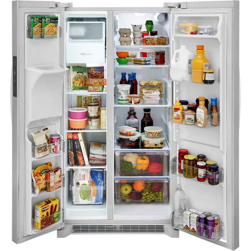 Frigidaire 36-inch, 25.6 cu.ft. Freestanding Side-by-Side Refrigerator with Ice and Water Dispensing System FRSS2623AW