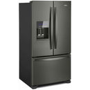 Whirlpool 36-inch, 24.7 cu. ft. French 3-Door Refrigerator with Ice and Water Dispensing System (Black Stainless Fingerprint Resistant) (WRF555SDHV)