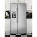 GE Profile 36-inch, 21.9 cu. ft. Counter-Depth Side-by-Side Refrigerator with Ice and Water PZS22MSKSS