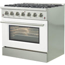 Forno Galiano Alta Qualita 36-inch Freestanding Gas Range with Convection Technology FFSGS6244-36WHTFFSGS624436WHT