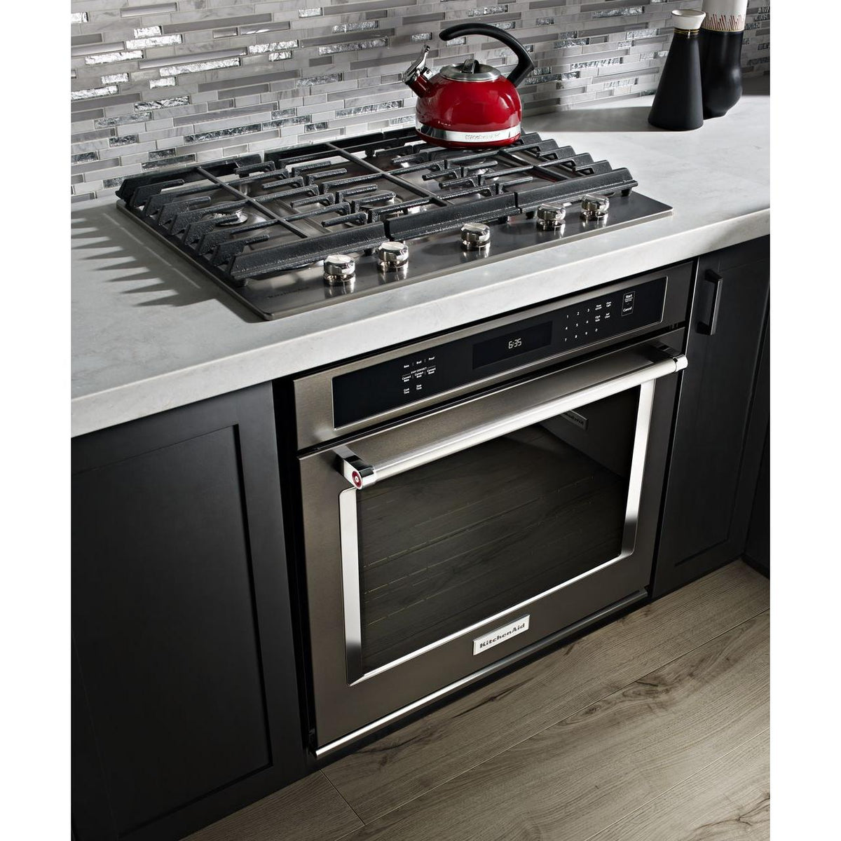 KitchenAid 30 inch Built In Gas Cooktop with Even Heat Burner KCGS550