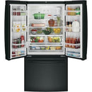 GE 33-inch, 24.8 cu. ft. French 3-Door Refrigerator with Ice and Water (Black) GNE25JGKBB (GNE25JGKBB)