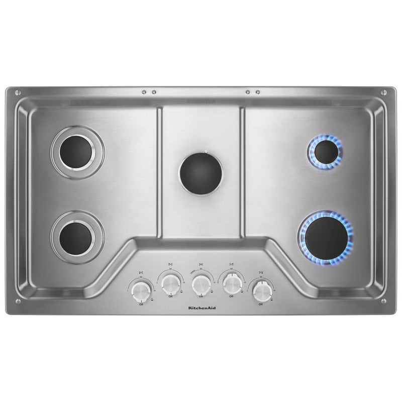 KitchenAid 36-inch Built-in Gas Cooktop with Even-Heat™ Burner KCGS356ESS IMAGE 3