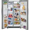 Frigidaire 36-inch, 25.6 cu.ft. Freestanding Side-by-Side Refrigerator with Ice and Water Dispensing System (Stainless Steel)FRSS2623AS