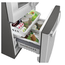 GE 33-inch, 23.6 cu.ft. Freestanding French 3-Door Refrigerator with External Water and Ice Dispensing System GFE24JYKFSGFE24JYKFS