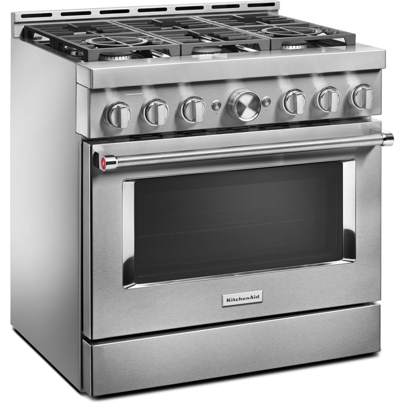 KitchenAid 36-inch Freestanding Gas Range with Even-Heat™ True Convection KFGC506JSS