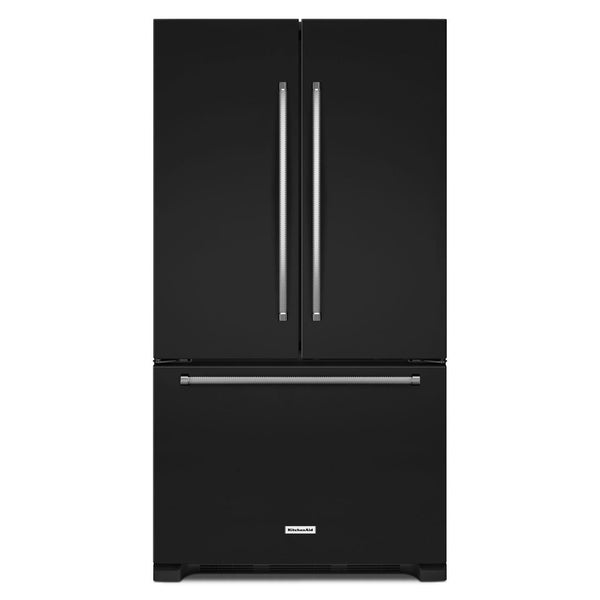 KitchenAid 36-inch, 20 cu. ft. French 3-Door Refrigerator with Interior Water Dispenser KRFC300EBL IMAGE 1