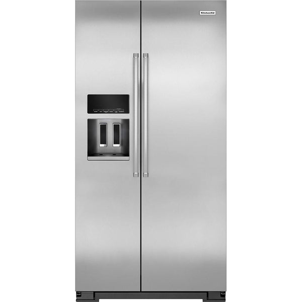 KitchenAid 36-inch, 22.6 cu. ft. Counter-Depth Side-by-Side Refrigerator with Ice and Water KRSC503ESS IMAGE 1