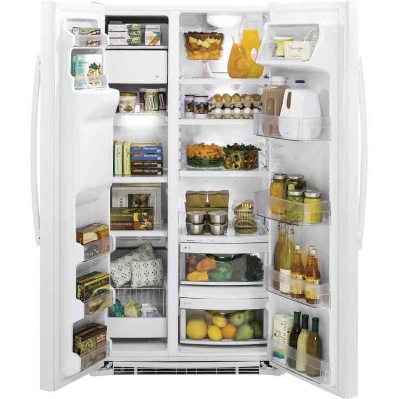 GE 36-inch, 21.9 cu. ft. Counter-Depth Side-by-Side Refrigerator with Ice and Water GZS22DGJWW IMAGE 2