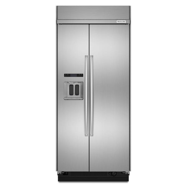 KitchenAid 36-inch, 20.8 cu.ft. Built-in Side-by-Side Refrigerator with Water and Ice Dispensing System KBSD606ESS IMAGE 1