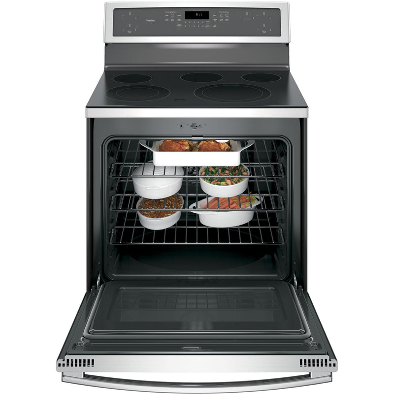 GE Profile 30-inch Freestanding Electric Range with Convection Technology PB911SJSS IMAGE 3