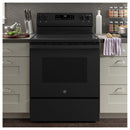 GE 30-inch Freestanding Electric Range with Steam Clean GRF400SVBB