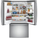 GE Profile 36-inch, 27.8 cu. ft. French 3-Door Refrigerator with Ice and Water PFE28KSKSS