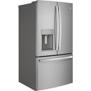 GE 36-inch, 27.8 cu.ft. Freestanding French 3-Door Refrigerator with Ice and Water Dispensing System (Fingerprint Resistant Stainless)GFE28GYNFS