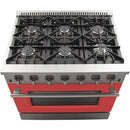 Forno Galiano Alta Qualita 36-inch Freestanding Gas Range with Convection Technology FFSGS6244-36 (Red)FFSGS624436RED