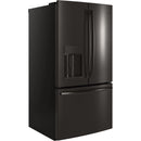 GE Profile 36-inch, 27.8 cu. ft. French 3-Door Refrigerator with Ice and Water PFE28KBLTSPFE28KBLTS