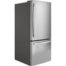 GE 30-inch, 21 cu.ft. Freestanding Bottom Freezer Refrigerator with Interior Ice Maker (Fingerprint-Resistant Stainless) (GDE21EYKFS)