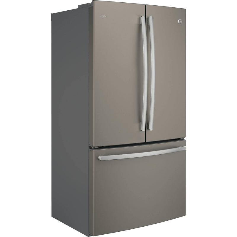 GE Profile 36-inch, 23.1 cu. ft. Counter-Depth French 3-Door Refrigerator with Ice and Water PWE23KMKES IMAGE 2