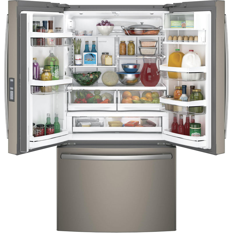 GE Profile 36-inch, 23.1 cu. ft. Counter-Depth French 3-Door Refrigerator with Ice and Water PWE23KMKES IMAGE 4