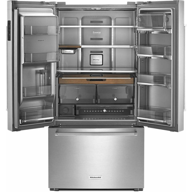 KitchenAid 36-inch, 23.8 cu. ft. Counter-Depth French 3-Door Refrigerator with Ice and Water KRFC704FSS IMAGE 2