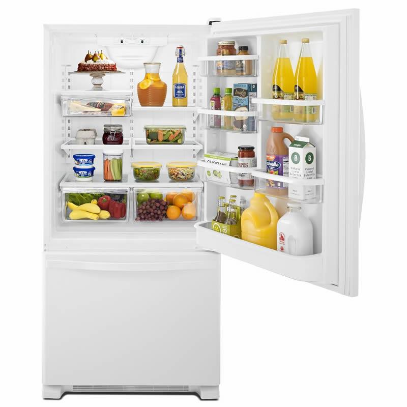 (WRB322DMBW) Whirlpool 33-inch, 22 cu. ft. Bottom Freezer Refrigerator with Icemaker WRB322DMBW