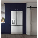 GE 36-inch, 22.1 cu.ft. Counter-Depth French 3-Door Refrigerator with external water and ice dispensing system GYE22GYNFS