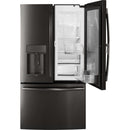 GE Profile 36-inch, 22.1 cu.ft. Counter-Depth French 3-Door Refrigerator with External Water and Ice Dispensing System PYD22KBLTS