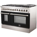 Forno Galiano Alta Qualita 48-inch Freestanding Dual Fuel Range with Convection Technology FFSGS6156-48BLKFFSGS615648BLK