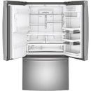 GE Profile 36-inch, 27.7 cu.ft. Freestanding French 3-Door Refrigerator with External Water and Ice Dispensing System PFE28KYNFSPFE28KYNFS