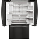 GE Profile 36-inch, 22.2 cu.ft. Counter-Depth French 3-Door Refrigerator with Water and Ice Dispensing System PYE22KBLTS