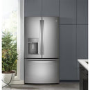 GE Profile 36-inch, 27.7 cu.ft. Freestanding French 3-Door Refrigerator with External Water and Ice Dispensing System PFE28KYNFSPFE28KYNFS