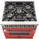 Forno Capriasca Alta Qualita 30-inch Freestanding Gas Range with Convection Technology FFSGS6260-30 (Red) (FFSGS626030RED)