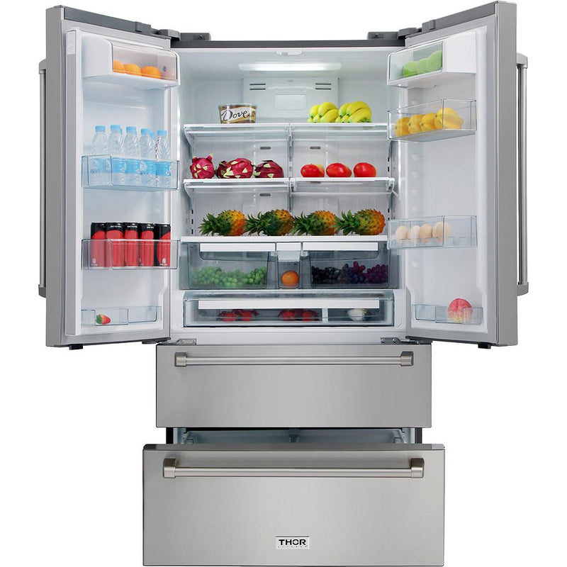 Thor Kitchen 36-inch, 20.85 cu. ft. Counter-Depth French 4-Door Refrigerator HRF3601F (HRF3601F)