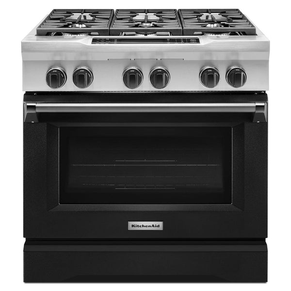 KitchenAid 36-inch Freestanding Dual-Fuel Range with Even-Heat™ KDRS467VBK IMAGE 1