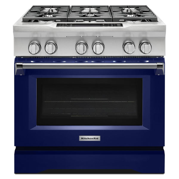 KitchenAid 36-inch Freestanding Dual-Fuel Range with Even-Heat™ KDRS467VBU IMAGE 1