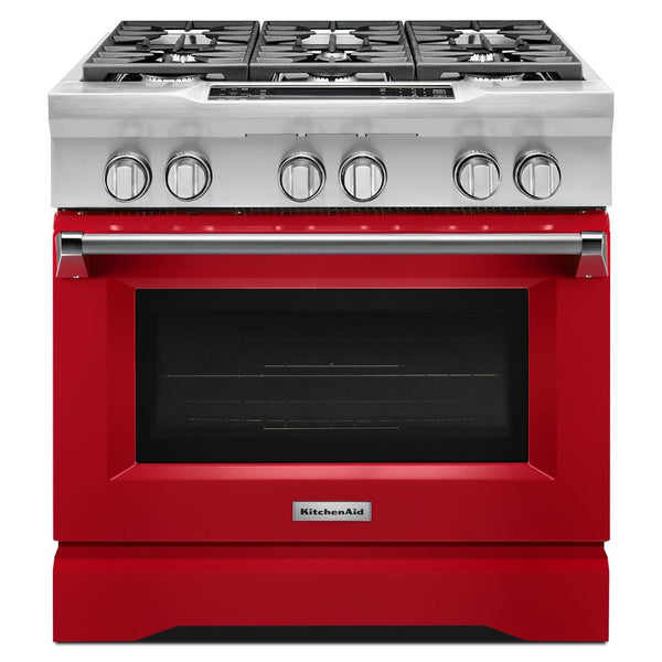 KitchenAid 36-inch Freestanding Dual-Fuel Range with Even-Heat™ KDRS467VSD IMAGE 1