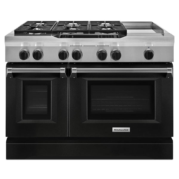 KitchenAid 48-inch Freestanding Dual-Fuel Range with Even-Heat™ KDRS483VBK IMAGE 1