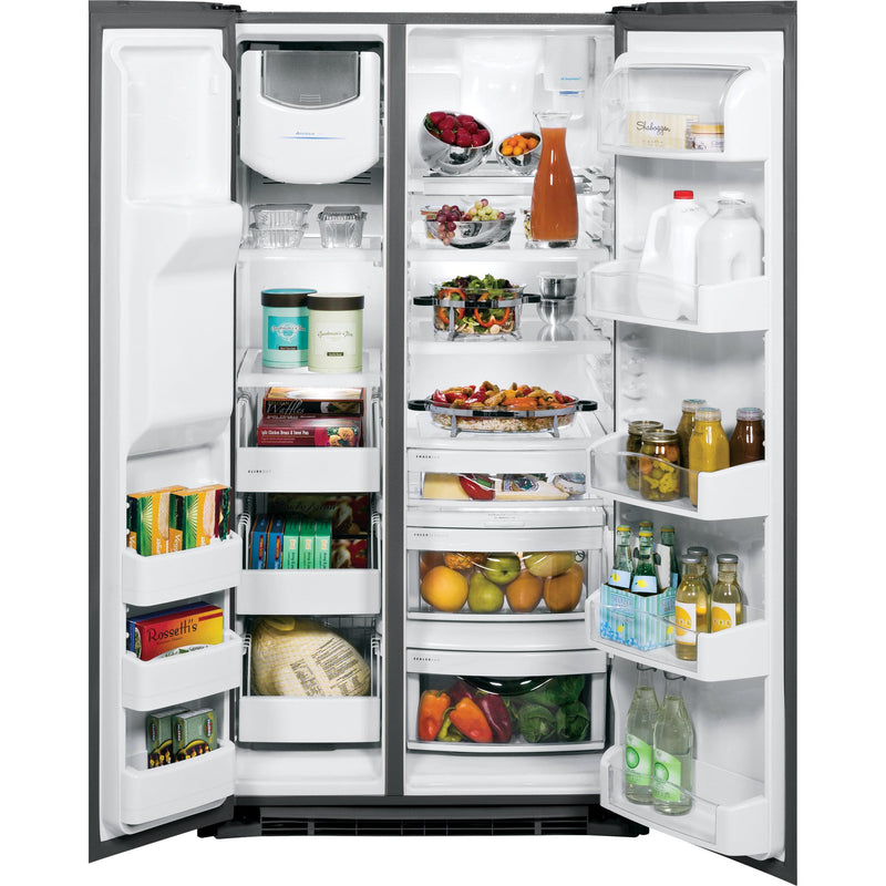 GE Profile 36-inch, 25.3 cu. ft. Side-by-Side Refrigerator with Ice and Water Dispensing System PSE25KBLTS IMAGE 3