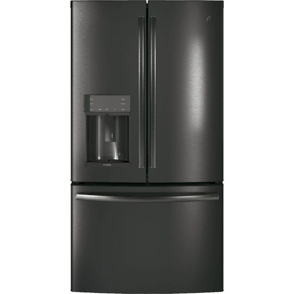 GE Profile 36-inch, 22.1 cu.ft. Counter-Depth French 3-Door Refrigerator with External Water and Ice Dispensing System PYD22KBLTS IMAGE 1